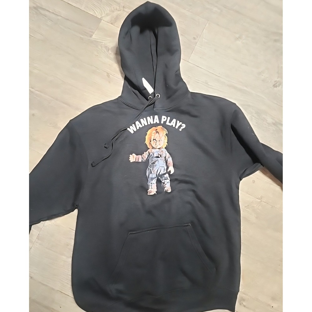 Chucky Hoodie Mens Medium Wanna Play Horror Movie Pullover Hybrid Apparel NWT